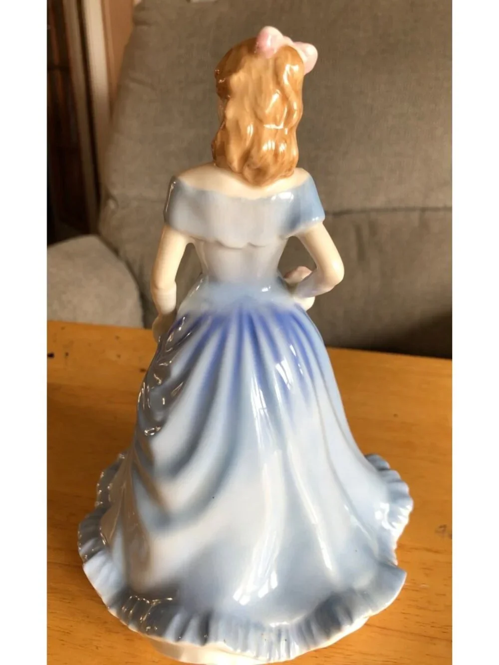 Royal Doulton Porcelain Lady Prototype Figurine Blue Dress Pink Flowers Girl Sta